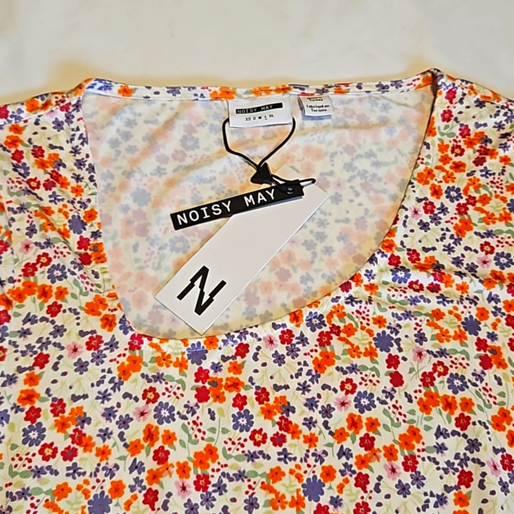 Noisy May Silky s/s long printes dress. US size L